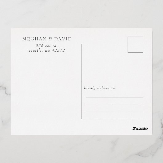 Rustige Waterverf bergen pine sparen de datum Folie Uitnodiging Briefkaart (Achterkant)