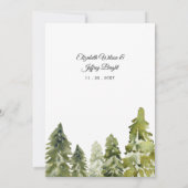 Rustige Waterverf bergen Pine Winter Wedding Kaart (Achterkant)