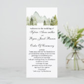 Rustige Waterverf bergen Pine Winter Wedding Programma (Staand voorkant)
