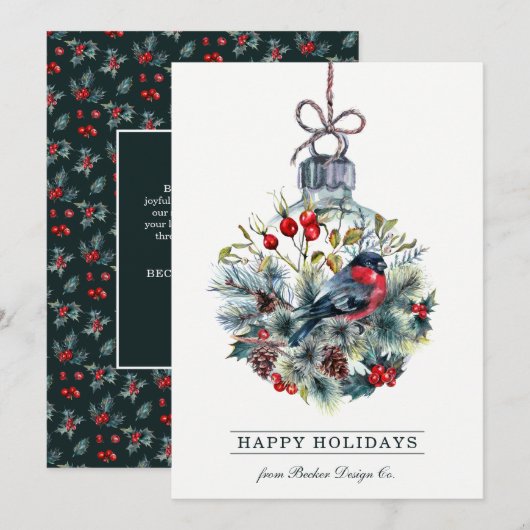 Rustige Waterverf Bird Corporate Holiday Flat Card Kaart (Voorkant / Achterkant)