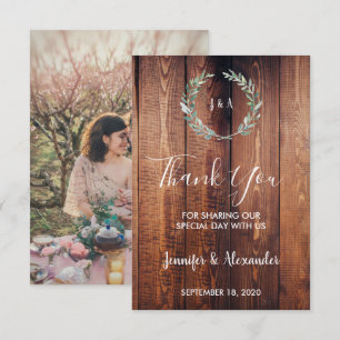 Rustige waterverf bladeren Dank je voor de bruilof Kaart