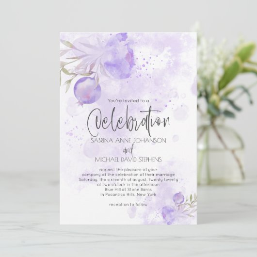 Rustige Waterverf Bleek Paars Roos en Roos Hip Kaart (Staand voorkant)