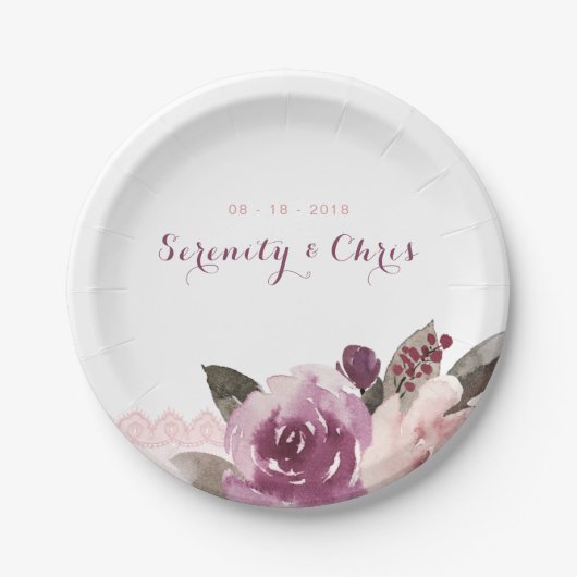 Rustige waterverf  bloedige bruiloft papieren bordje (Voorkant)