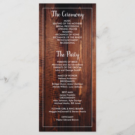 Rustige waterverf bloemen op een bruiloft met schu programma (Achterkant)