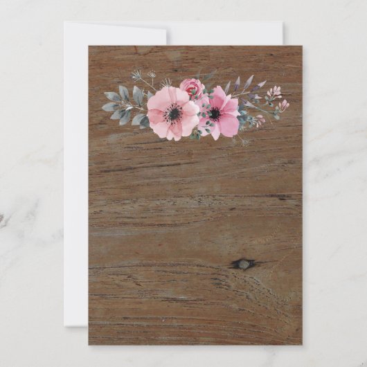 Rustige waterverf bloemen schuurhout RSVP Kaart (Achterkant)