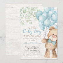 Rustige Waterverf Blue Beer Boy Baby shower