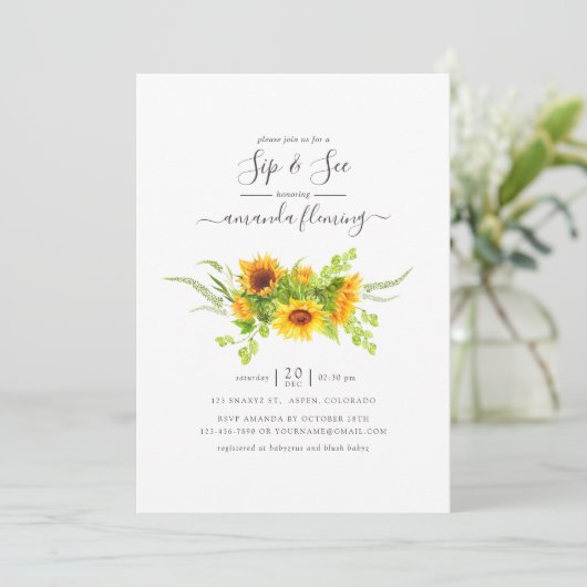 Rustige Waterverf Bohemiaanse zonnebloemen Sip and Kaart (Staand voorkant)