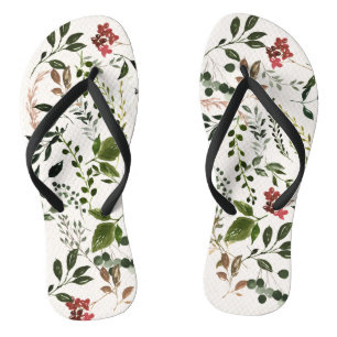 Rustige waterverf botanische florale bruiloft teenslippers