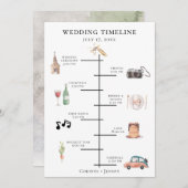Rustige Waterverf bruiloft tijdlijn Programma (Voorkant / Achterkant)