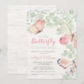 Rustige Waterverf Butterflies Girl Baby shower Kaart (Voorkant / Achterkant)