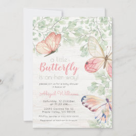 Rustige Waterverf Butterflies Girl Baby shower Kaart