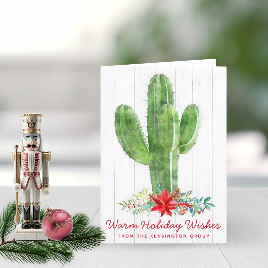 Rustige Waterverf Cactus Corporate Holiday Feestdagen Kaart