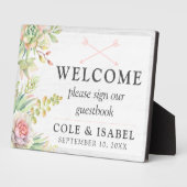 Rustige Waterverf Cactus Welkomstboek bruiloft Fotoplaat (Zijkant)