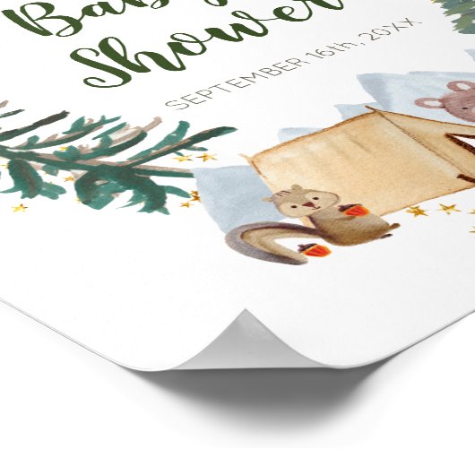 Rustige Waterverf Camper Baby shower Welkomstteken Poster (Hoek)