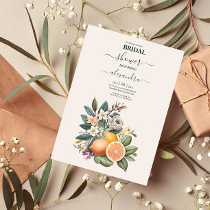 Rustige Waterverf Citrus Bridal Uitnodiging