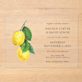 Rustige Waterverf Citrus Lemon Wedding Acryl Uitnodigingen (Voorkant)