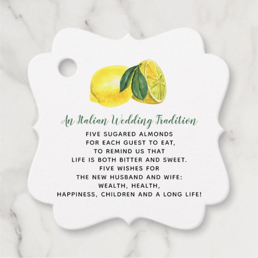 Rustige Waterverf Citrus Lemon Wedding Favor Label (Voorkant)