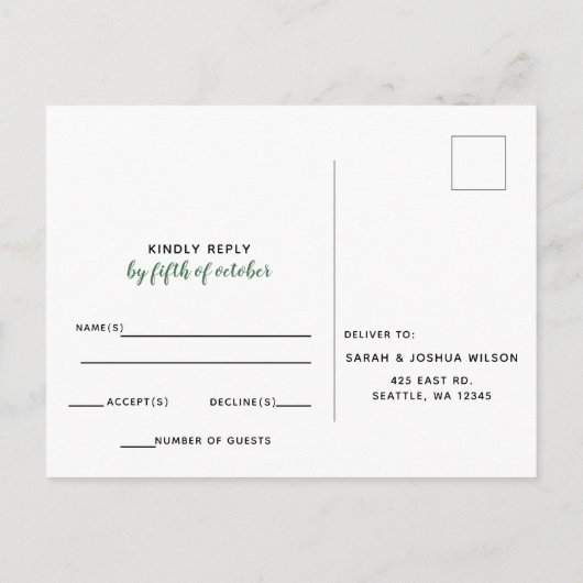 Rustige Waterverf Citrus Lemon Wedding RSVP Kaart (Achterkant)