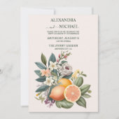 Rustige Waterverf Citrus Wedding Invitation Kaart (Voorkant)