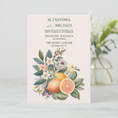 Rustige Waterverf Citrus Wedding Invitation Kaart (Staand voorkant)