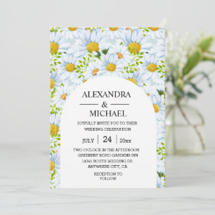 Rustige Waterverf Daisy Wedding Uitnodiging