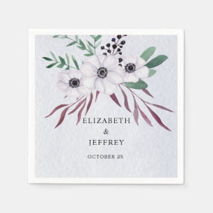 Rustige Waterverf Dusty Blue White Floral Wedding Servet