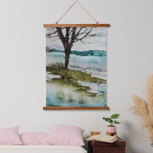 Rustige waterverf en waterlandschap hangend wandkleed (Slaapkamer)