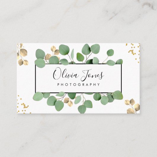 Rustige waterverf eucalyptus boho professional visitekaartje (Voorkant)