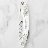 Rustige Waterverf Eucalyptus Bridesmaid Name Kurkentrekker (Voorkant)