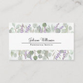 Rustige Waterverf Eucalyptus en Lavender QR-code Visitekaartje (Voorkant)