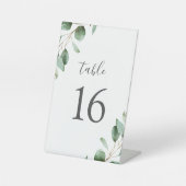 Rustige Waterverf Eucalyptus Greenery Table Number Reclamebord Met Voetstuk (Voorkant)
