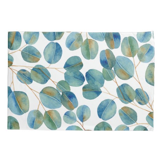 Rustige Waterverf Eucalyptus Leaves Pattern  Kussensloop (Achterkant)