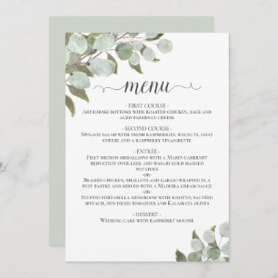 Rustige Waterverf Eucalyptus Leaves Sage Wedding Menu
