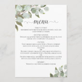 Rustige Waterverf Eucalyptus Leaves Sage Wedding Menu (Voorkant)