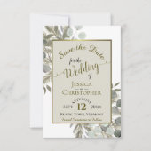 Rustige Waterverf Eucalyptus & Pine Taupe Wedding Save The Date (Voorkant)