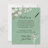 Rustige Waterverf Eucalyptus vertrekt mint bruilof Save The Date (Achterkant)