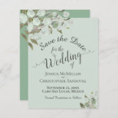Rustige Waterverf Eucalyptus vertrekt mint bruilof Save The Date (Voorkant / Achterkant)