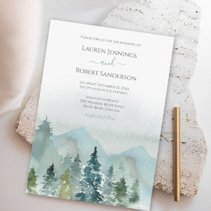 Rustige Waterverf Evergreen Tree Wedding Kaart