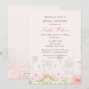 Rustige Waterverf Floral Blush Vrijgezellenfeest Kaart