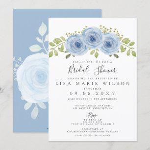 Rustige Waterverf Floral Dusty Blue Vrijgezellenfe Kaart