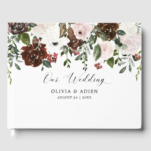 Rustige Waterverf Floral Geometric Wedding Gastenboek (Voorkant)