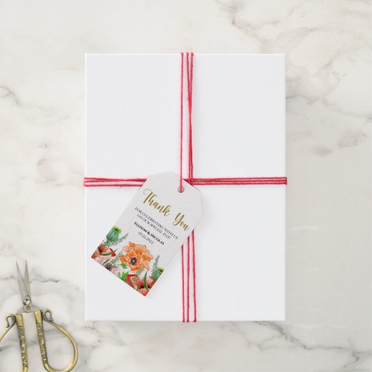 Rustige Waterverf Floral Hartelijk dank voor Label Cadeaulabel (Met Touw)