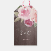 Rustige waterverf floral lace bruiloft monogram cadeaulabel (Voorkant)