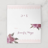 Rustige waterverf floral lace Wedding place cards (Buitenkant ongevouwen)