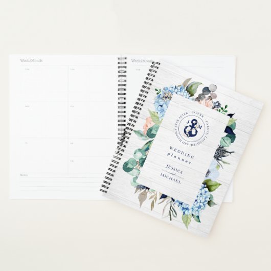 Rustige Waterverf Floral Nautical Anchor Wedding Planner (Display)