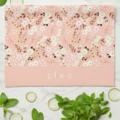 Rustige Waterverf Floral Pattern, gepersonaliseerd Theedoek (Gevouwen)