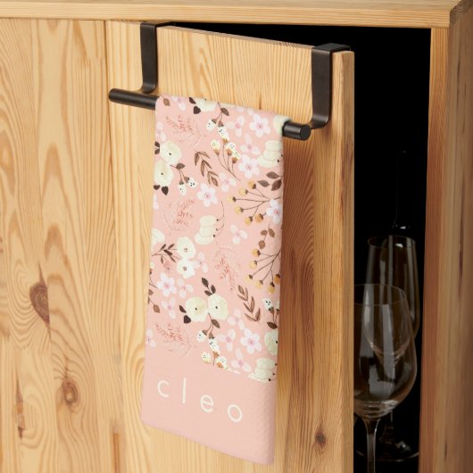 Rustige Waterverf Floral Pattern, gepersonaliseerd Theedoek (Derde Gevouwen)