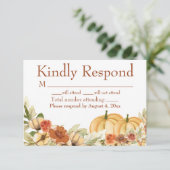 Rustige Waterverf Floral Pumpkin Wedding Reply Bedankkaart (Staand voorkant)