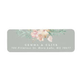 Rustige Waterverf Floral Sage Green Return-adres Etiket (Voorkant)