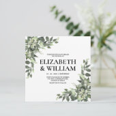 Rustige Waterverf Floral Script Wedding Uitnodigin Kaart (Staand voorkant)